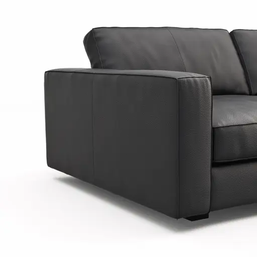 Sofa Aprino 2 - 3,5-Sitzer XL, Dickleder, Schwarz , Armlehne Block schmal
