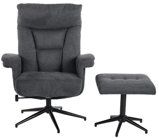 Relaxsessel mit Hocker - drehbar, Relaxfunktion, Webstoff, Anthrazit