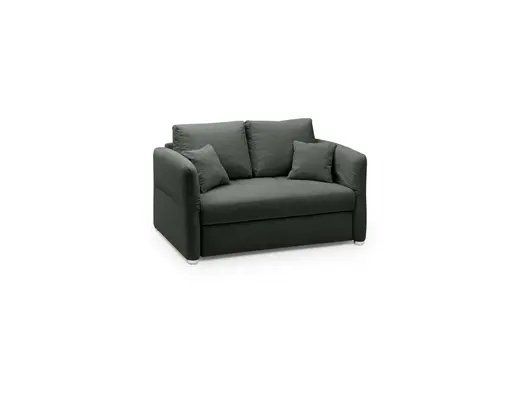 Sofa JORDEN - 1,5-Sitzer inkl. Schlaffunktion mit Bettkasten, verstellbare Armlehnen, Stoff, Dunkelgrau