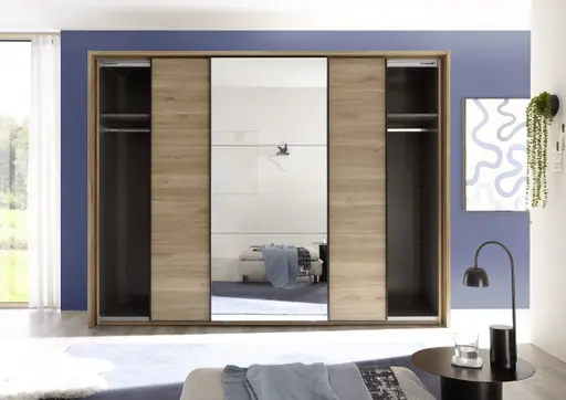 Schwebetürenschrank- B ca. 280 cm, Eiche Dekor