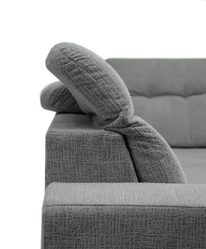 Ecksofa -2-Sitzer mit Ecke rechts, Kopfteil verstellbar, Sitztiefe verstellbar motorisch, Stoff, Anthrazit