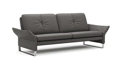 Sofa Tenero - 3-Sitzer inkl. Armlehne verstellbar, Leder, Anthrazit