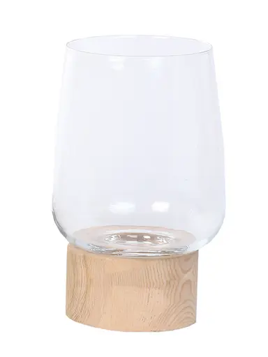 Windlicht - Glas/Holz, HD ca. 32x20,5 cm
