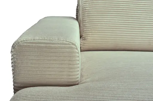 Ecksofa - 2-Sitzer, Ecke rechts inkl. Schlaffunktion und Bettkasten, Stoff, Creme