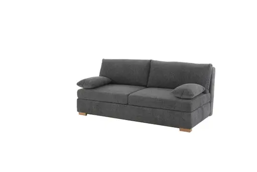 Sofa JELKO - 2-Sitzer inkl. Schlaffunktion mit Bettkasten, Stoff, Dunkelgrau