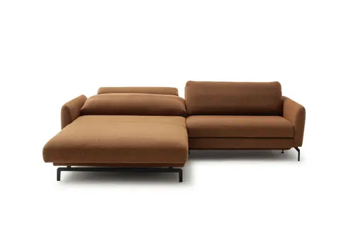 Ecksofa Enna - Longchair Links mit 1,75-Sitzer, inkl. motorischer Relaxfunktion, Stoff, Terracotta