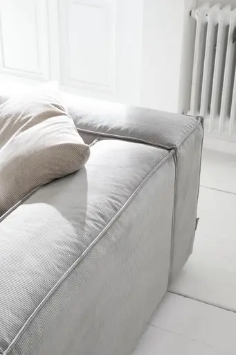 Ecksofa Aki - Longchair links, 1,5-Sitzer, Stoff, Hellgrau