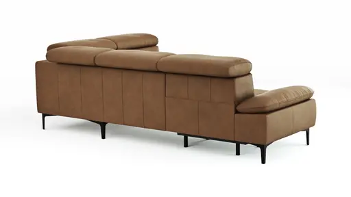 Ecksofa Felipa - 2,5-Sitzer mit Ecke rechts inkl. Armlehne verstellbar und Rückenlehne/Sitztiefe verstellbar (motorisch), Leder, Cognac