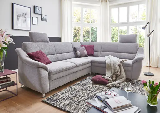 Sofa - 2-Sitzer mit Ecke Rechts, Stoff, Silbergrau