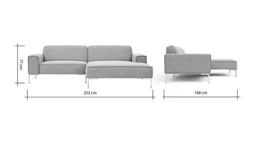 Ecksofa Morten - 1,5-Sitzer, Longchair rechts, Stoff, Grau-Beige