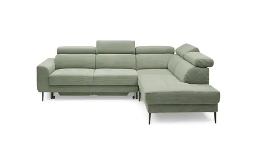 Ecksofa CHARIS - 2-Sitzer, Ecke rechts inkl. Schlaffunktion und Bettkasten, Microfaser, Olive