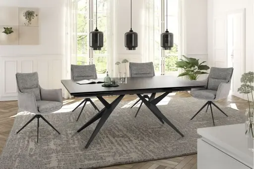 Esstisch MICHELA - ausziehbar, LB ca. 95x180 cm, Keramik, Dunkelgrau