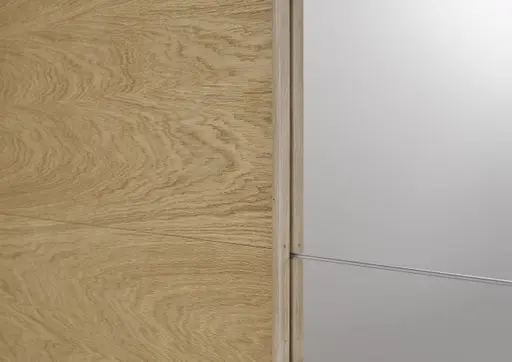 Schwebetürenschrank ROTIA- B ca. 226 cm, Eiche Dekor, Spiegel