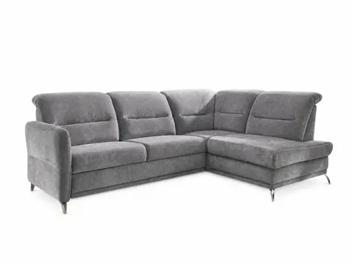 Ecksofa Porto Alegre - 2-Sitzer mit Ecke rechts, Schlaffunktion, Stoff, Eisengrau