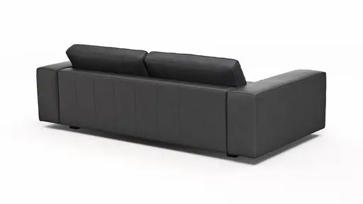 Sofa Aprino 1 - 3,5-Sitzer XL, Dickleder, Schwarz, Armlehne Block breit