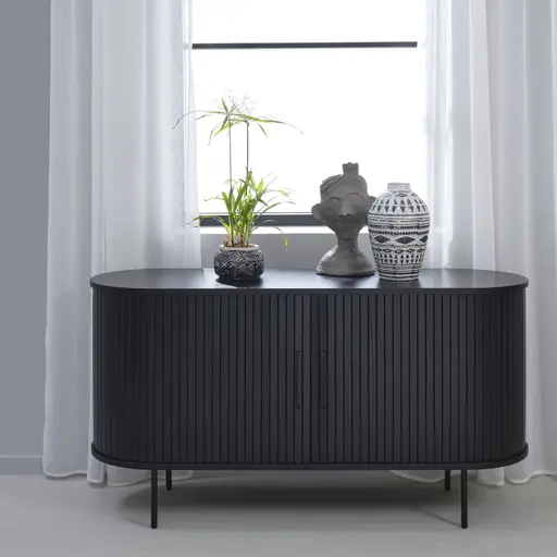 Sideboard - B ca. 140 cm, Eiche Furnier, Schwarz