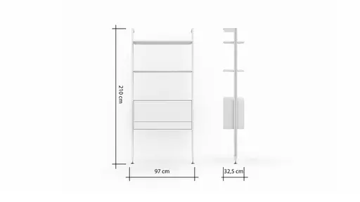 Regal Edge - BH ca. 97x210 cm, Lack, Weiß