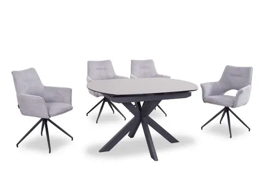 Esstisch MEGGIE - ausziehbar, LB ca. 130x100 cm, Keramik, Grau