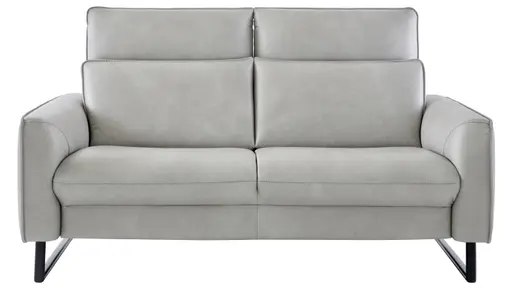 Sofa Avela - 2-Sitzer inkl. Kopfteil verstellbar, Leder, Steingrau