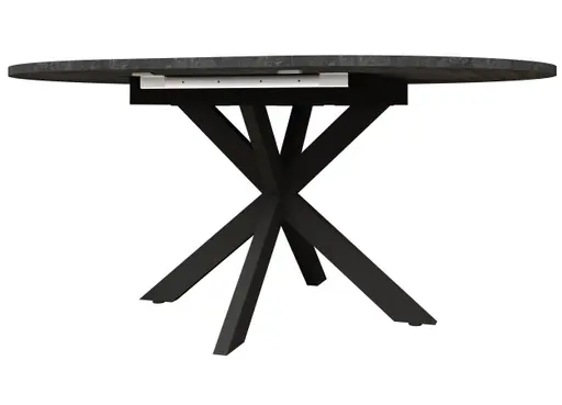Esstisch - ausziehbar, Ø/H ca. 130x79 cm, Keramikoptik grau, Schwarz