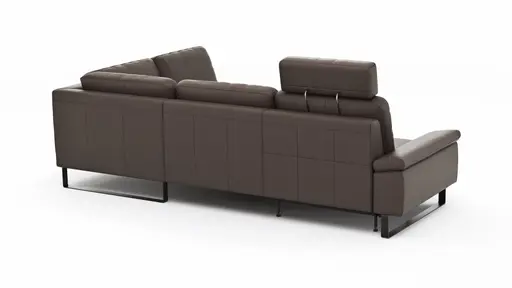 Ecksofa Enna - 3-Sitzer mit Ecke rechts inkl. motorischer Relaxfunktion, Leder, Mocca