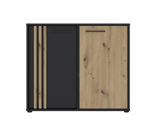 Kommode FLORISS-Schwarz, Eiche Dekor