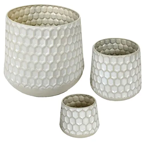 Deko-Übertopf - 3er Set, Weiß/Creme