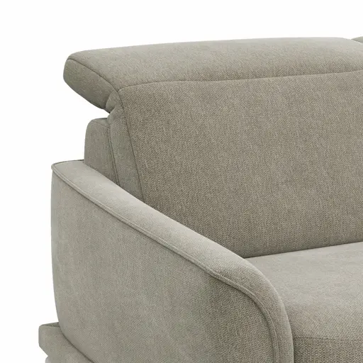 Ecksofa Amadena - 2-Sitzer mit Longchair rechts inkl. Kopfteilverstellung, Stoff, Limone