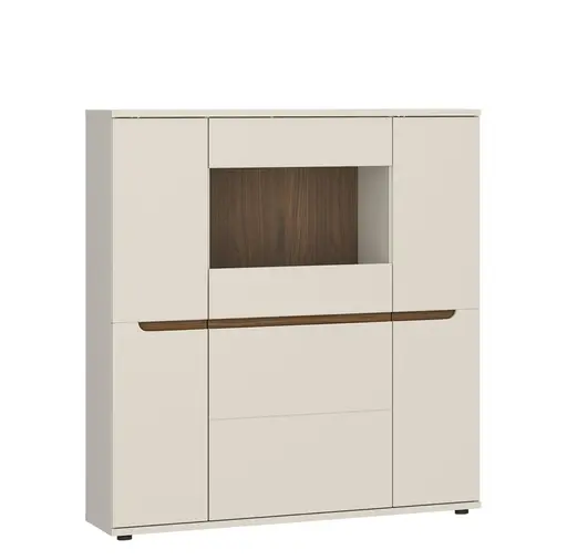 Vitrine - B ca. 120 cm, Kaschmir, Nussbaum Nachbildung