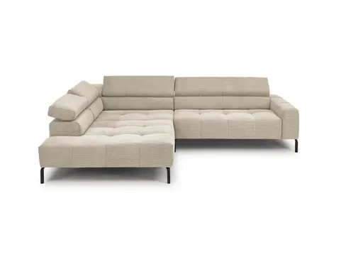 Ecksofa COLLEEN 2.0 - Ecke links und 2-Sitzer, Sitzvorzug motorisch, Feincord, Sand