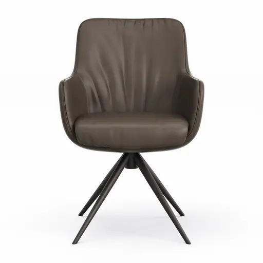 Armlehnstuhl Mis Legere - Leder, Schoko, Gestell, Anthrazit