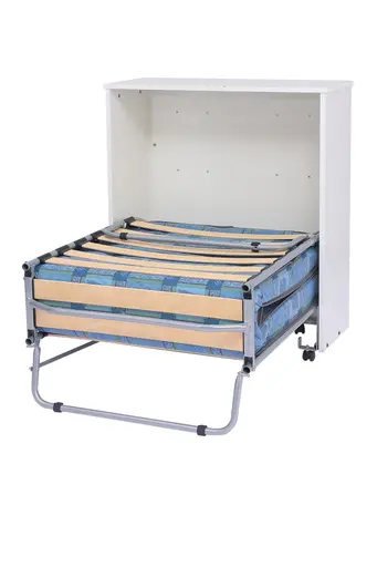 Verwandlungsklappbett mit Schrank - Liegefläche ca. 80x190 cm, Blau, Alufarben