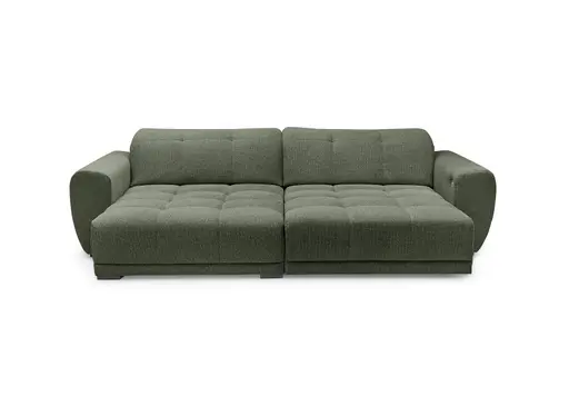 Ecksofa - Longchair links mit 2-Sitzer, Kopfteil verstellbar, Sitztiefe verstellbar motorisch, Stoff, Moos