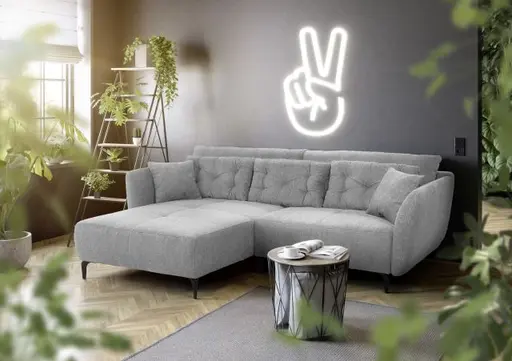 Ecksofa JANEK - 2,5-Sitzer, Ecke rechts, Stoff, Grau