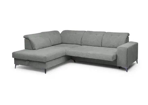 Ecksofa - Ecke links mit 2-Sitzer, Kopfteil verstellbar, Sitztiefe verstellbar motorisch, Stoff, Anthrazit