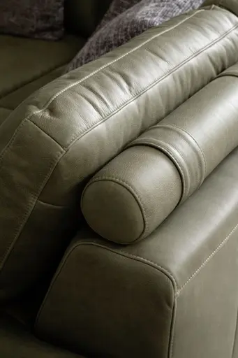 Ecksofa Solano - 2,5-Sitzer mit Ecke Rechts, Leder, Olive