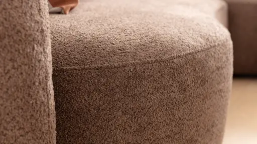 Ecksofa Karasu - 3-Sitzer mit Ottomane rechts, Stoff, Taupe