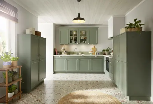 U-Küche 55.230 GL 7 525,  Eukalyptusgrün satin