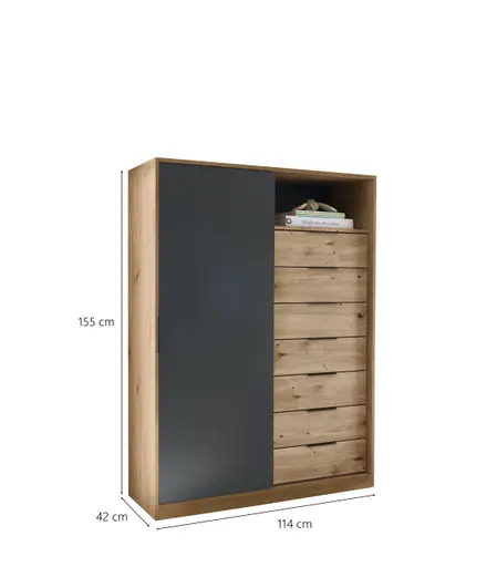 Kommode- Eiche Dekor, Graphit