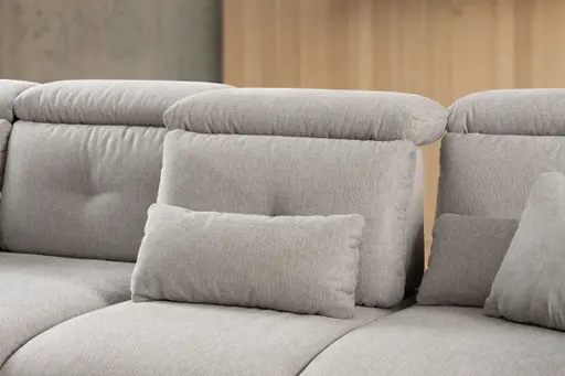 Ecksofa - Ecke links mit 2-Sitzer, Rückenlehne verstellbar, Stoff, Silbergrau