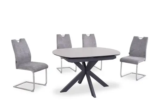 Esstisch MEGGIE - ausziehbar, LB ca. 130x100 cm, Keramik, Grau