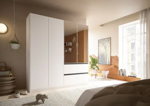 Drehtürenschrank RASA- B ca. 181 cm, Weiß, Spiegel