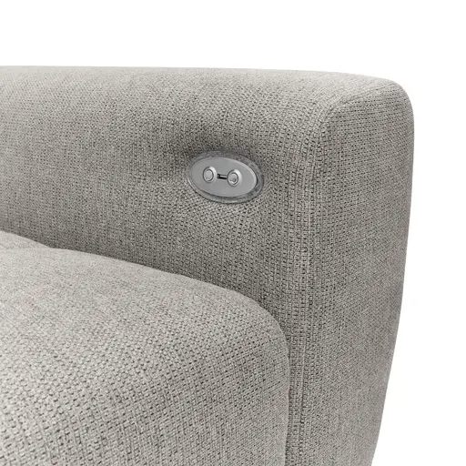 Ecksofa - Longchair links mit 2-Sitzer, Kopfteil verstellbar, Sitztiefe verstellbar motorisch, Stoff, Taupe