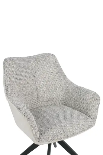 Armlehnstuhl - drehbar, Stoff, Grau, Vintage Creme