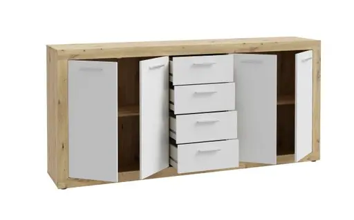 Kommode FIBI- Eiche Dekor, Weiß