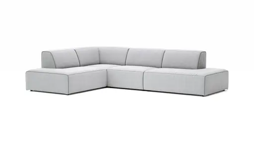 Ecksofa Elementos - Ecke links mit 1-Sitzer und Abschlusselement, Stoff, Hellgrau