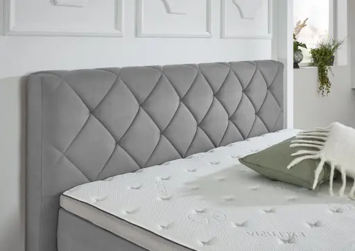 Boxspringbett- Liegefläche ca. 180x200 cm, Stoff, Grau