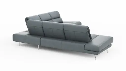 Ecksofa San Fernando – Ecke links mit 2-Sitzer, Armlehne verstellbar, Rückenlehne/Sitztiefe verstellbar,  Leder, Eisengrau