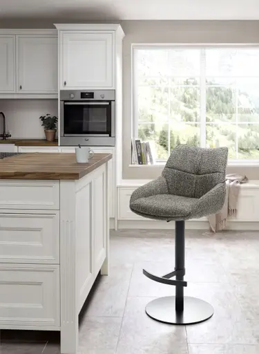 Barhocker MATTEA - drehbar, höhenverstellbar, Stoff, Braun