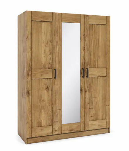 Drehtürenschrank- B ca. 152 cm, Wildeiche, teilmassiv, Geölt, Spiegel